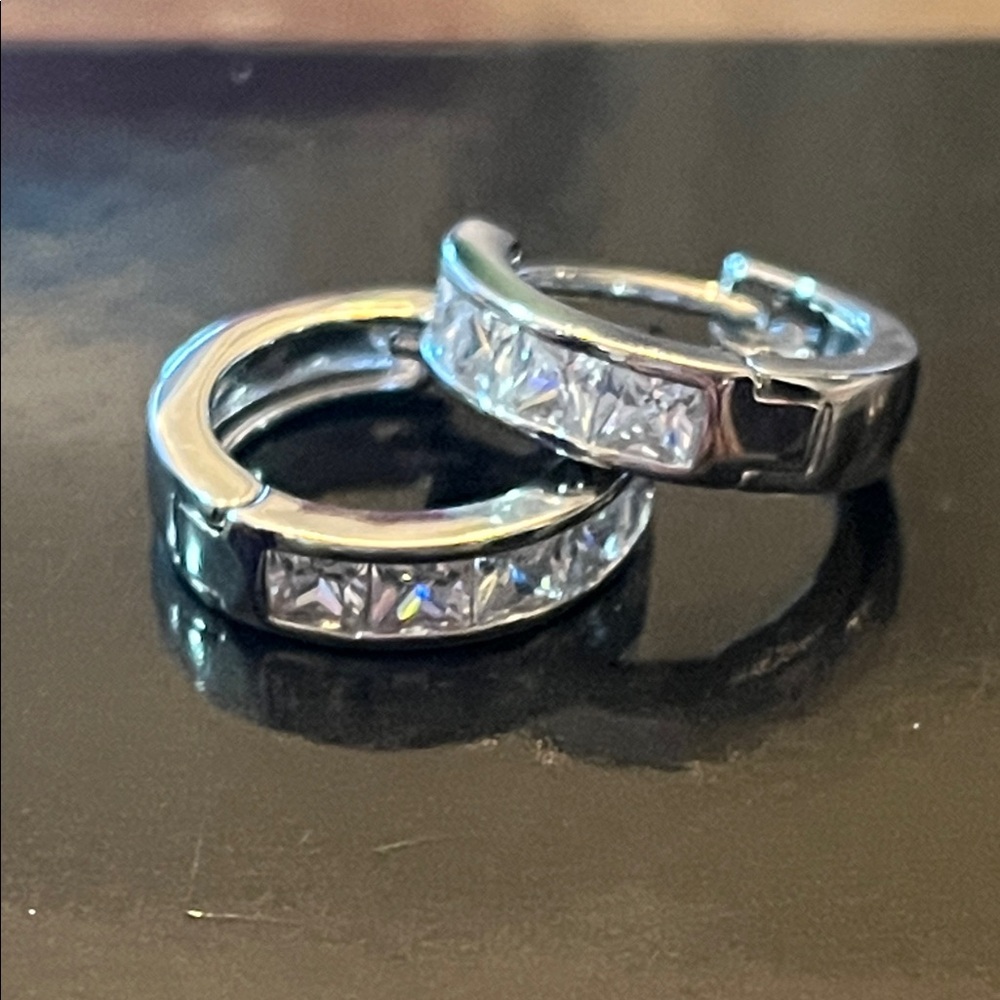 Shimmering Silver Huggies Hoop earrings